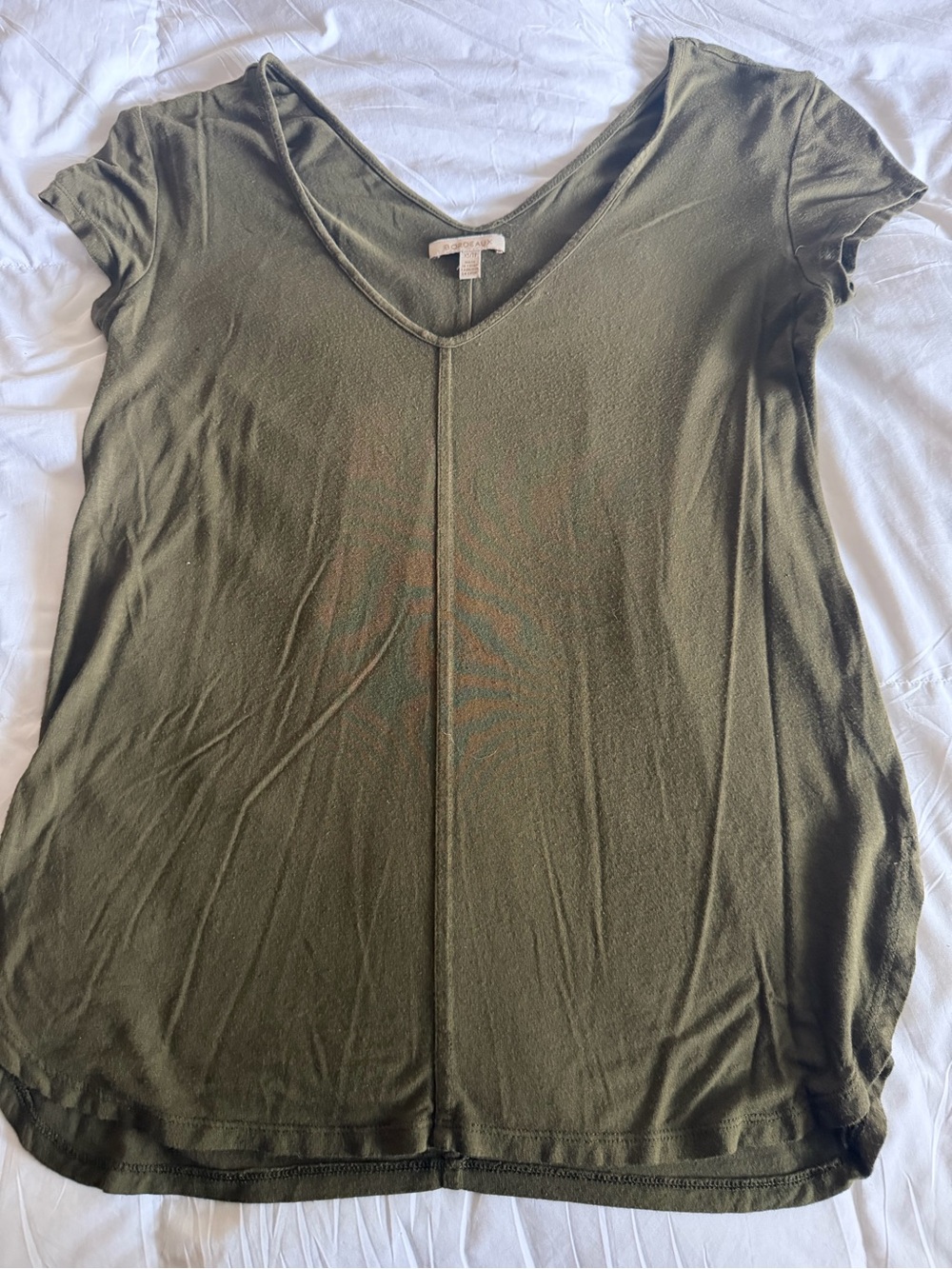 Bordeaux Olive Rayon V-Neck Top